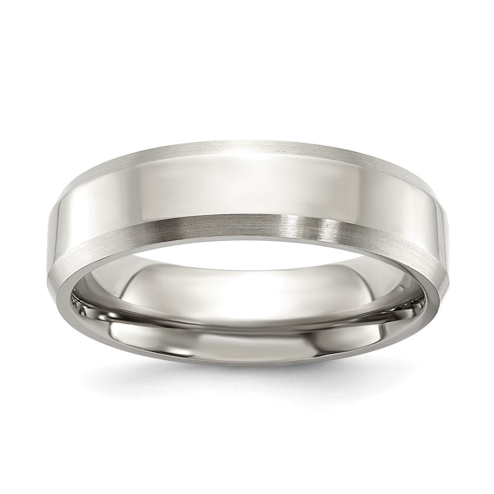 Titanium Polished w/Brushed and Beveled Edge 6mm Band