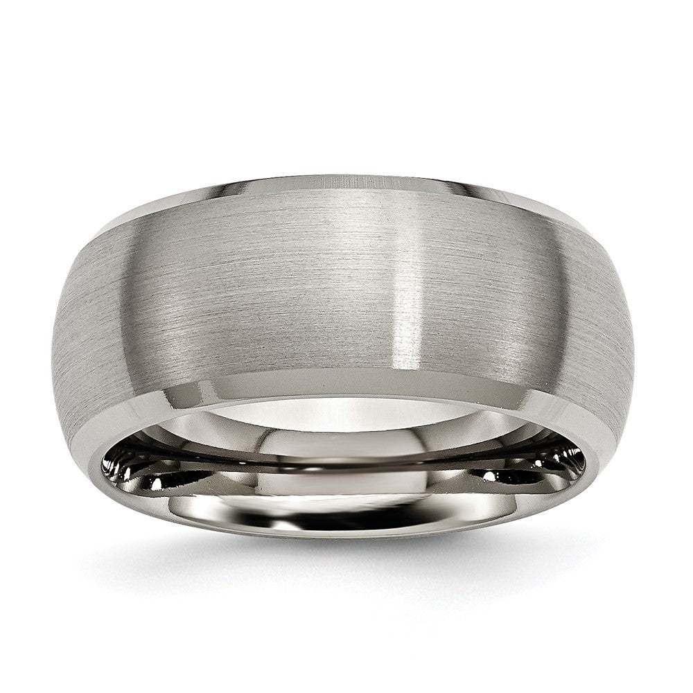 Titanium Satin and Polished 10mm Beveled Edge Band