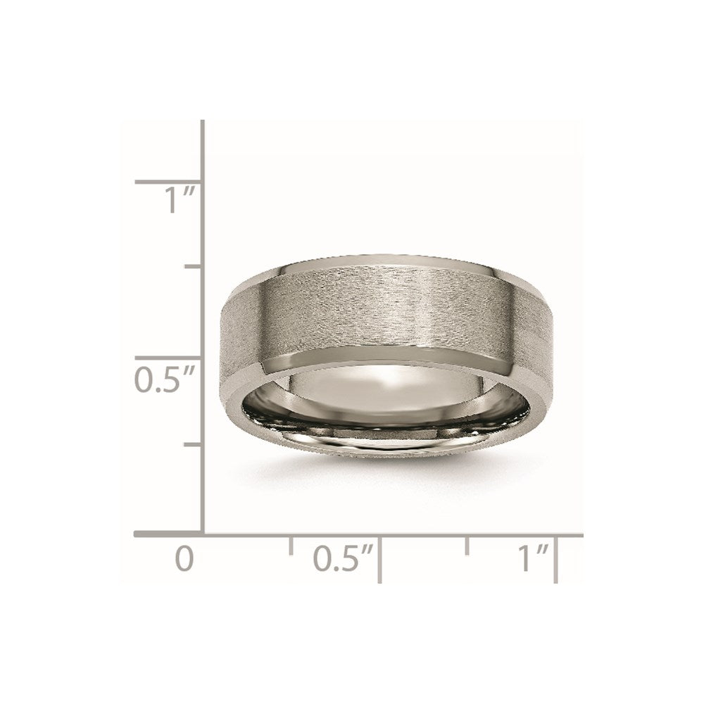 Titanium Brushed and Polished 8mm Beveled Edge Band