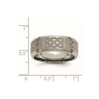 Titanium Brushed & Polished Celtic Laser Design 8mm Beveled Edge Band