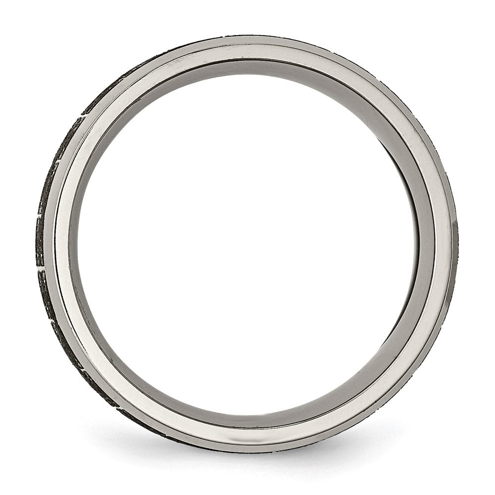 Titanium Brushed & Polished Greek Key Laser Design 8mm Beveled Band