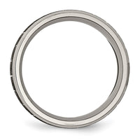 Titanium Brushed & Polished Greek Key Laser Design 8mm Beveled Band