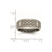 Titanium Brushed & Polished Celtic Laser Design 8mm Beveled Edge Band