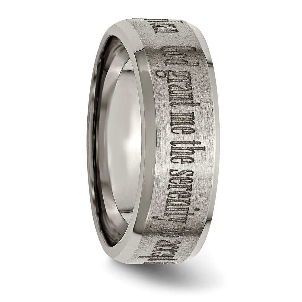 Titanium Brushed & Polished Serenity Laser Design 8mm Beveled Band