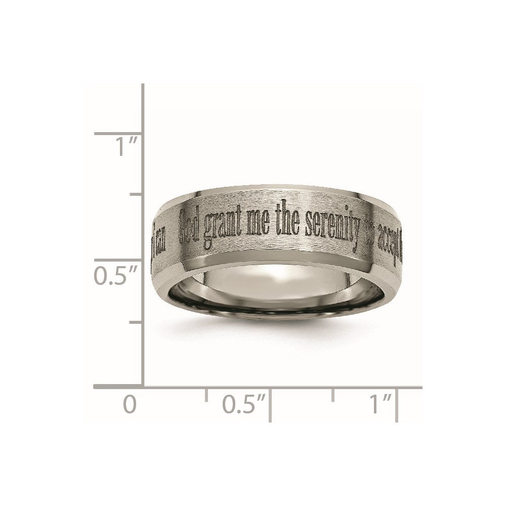 Titanium Brushed & Polished Serenity Laser Design 8mm Beveled Band