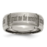 Titanium Brushed & Polished Serenity Laser Design 8mm Beveled Band