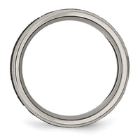 Titanium Brushed & Polished Cross Laser Design 8mm Beveled Edge Band