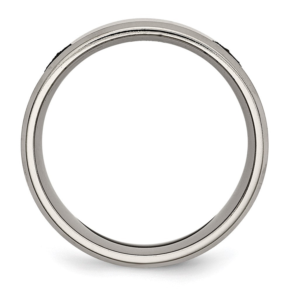 Titanium Brushed/Polished Masonic Laser Design 8mm Beveled Edge Band