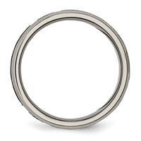 Titanium Brushed & Polished Cross Laser Design 8mm Beveled Edge Band