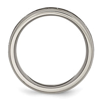 Titanium Brushed & Polished Cross Laser Design 8mm Beveled Edge Band