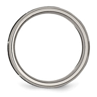 Titanium Brushed & Polished Flames Laser Design 8mm Beveled Edge Band
