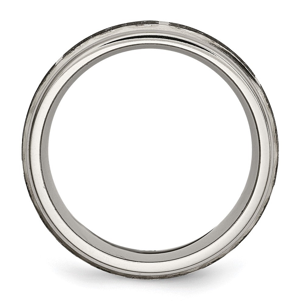 Titanium Brushed & Polished Celtic Laser Design 8mm Ridged Edge Band