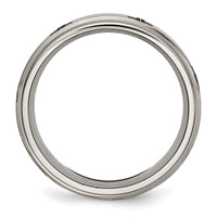 Titanium Brushed & Polished Cross Laser Design 8mm Ridged Edge Band