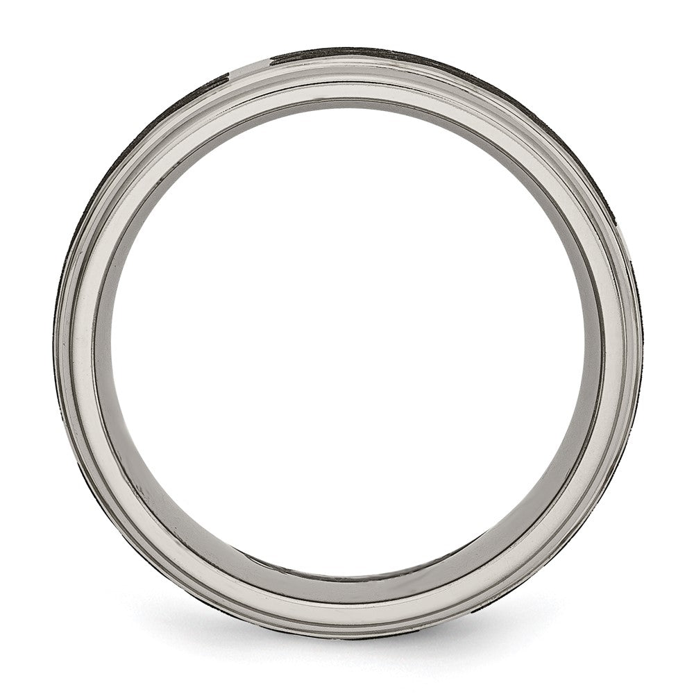 Titanium Brushed & Polished Celtic Laser Design 8mm Ridged Edge Band
