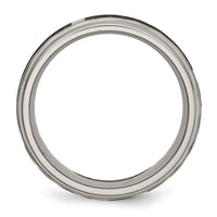 Titanium Brushed & Polished Celtic Laser Design 8mm Ridged Edge Band