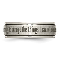 Titanium Brushed & Polished Serenity Laser Design 8mm Ridged Edge Band