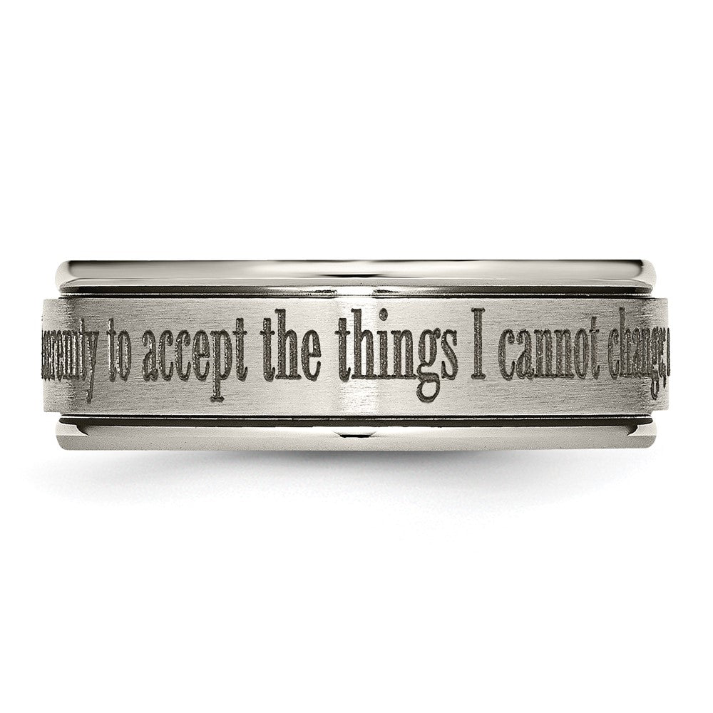 Titanium Brushed & Polished Serenity Laser Design 8mm Ridged Edge Band