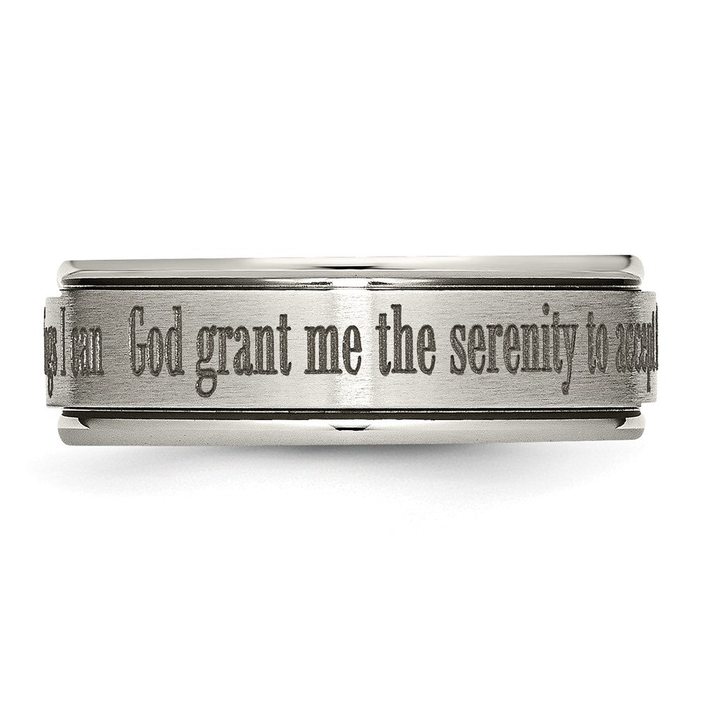 Titanium Brushed & Polished Serenity Laser Design 8mm Ridged Edge Band