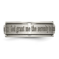 Titanium Brushed & Polished Serenity Laser Design 8mm Ridged Edge Band