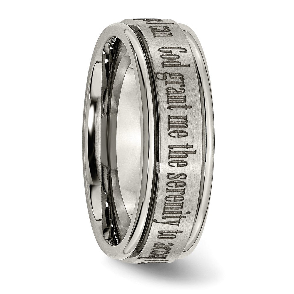 Titanium Brushed & Polished Serenity Laser Design 8mm Ridged Edge Band