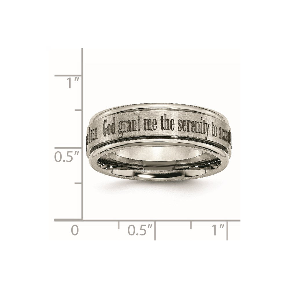 Titanium Brushed & Polished Serenity Laser Design 8mm Ridged Edge Band