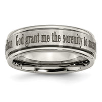 Titanium Brushed & Polished Serenity Laser Design 8mm Ridged Edge Band