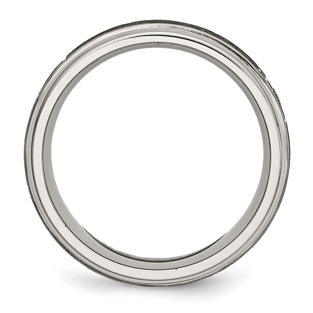 Titanium Brushed & Polished Cross Laser Design 8mm Ridged Edge Band