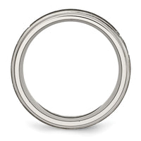 Titanium Brushed & Polished Cross Laser Design 8mm Ridged Edge Band