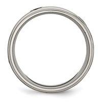 Titanium Brushed & Polished Masonic Laser Design 8mm Ridged Edge Band