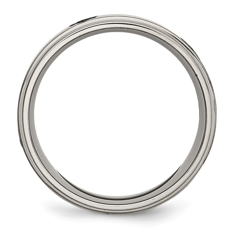 Titanium Brushed & Polished Masonic Laser Design 8mm Ridged Edge Band
