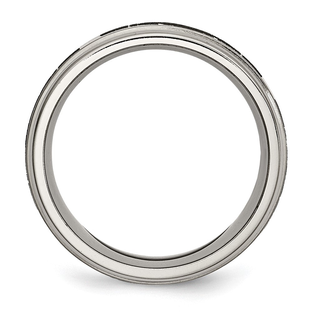 Titanium Brushed/Polished Claddagh Laser Design 8mm Ridged Edge Band