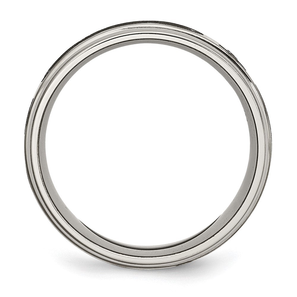 Titanium Brushed & Polished Cross Laser Design 8mm Ridged Edge Band