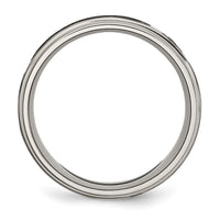 Titanium Brushed & Polished Cross Laser Design 8mm Ridged Edge Band