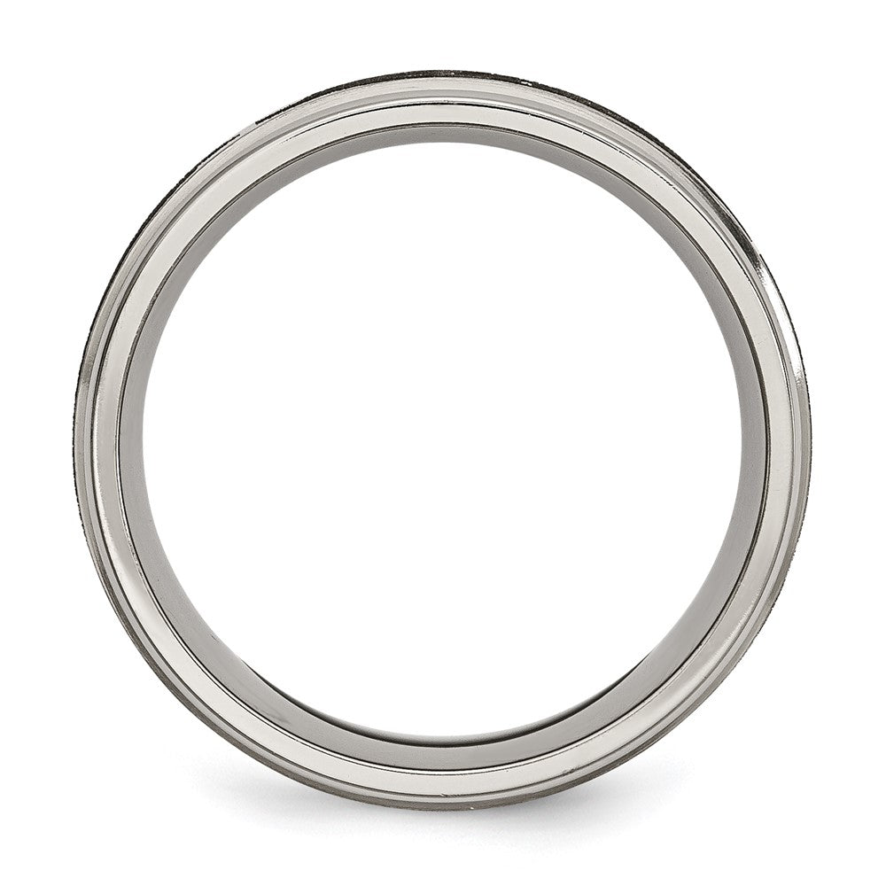 Titanium Brushed & Polished Cross Laser Design 8mm Ridged Edge Band