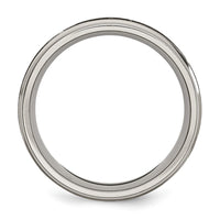 Titanium Brushed & Polished Cross Laser Design 8mm Ridged Edge Band