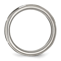 Titanium Brushed & Polished Flame Laser Design 8mm Ridged Edge Band