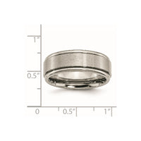 Titanium Brushed Center 8mm Ridged Edge Band
