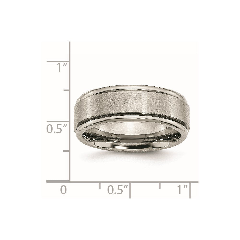 Titanium Brushed Center 8mm Ridged Edge Band