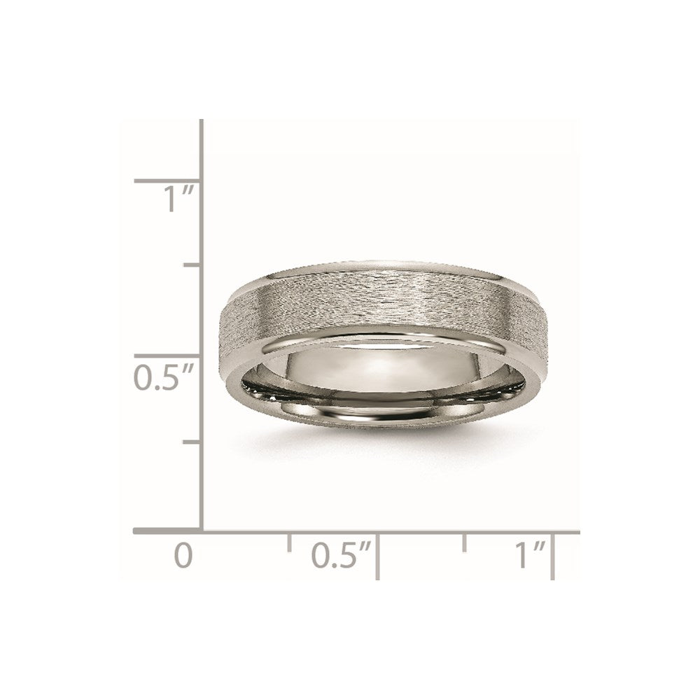 Titanium Brushed Center 6mm Ridged Edge Band