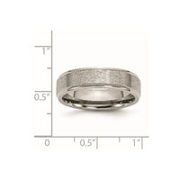 Titanium Brushed Center 6mm Ridged Edge Band