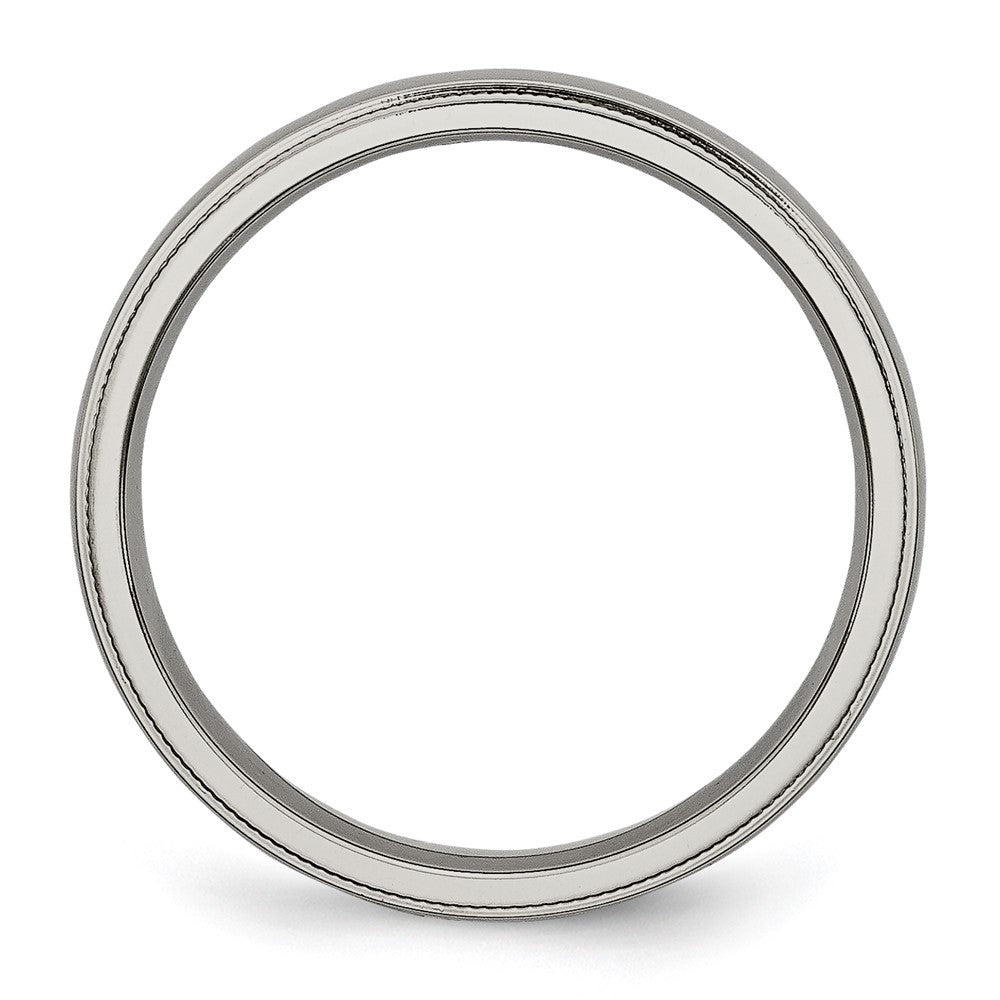 Titanium Polished 4mm Grooved and Beaded Edge Band