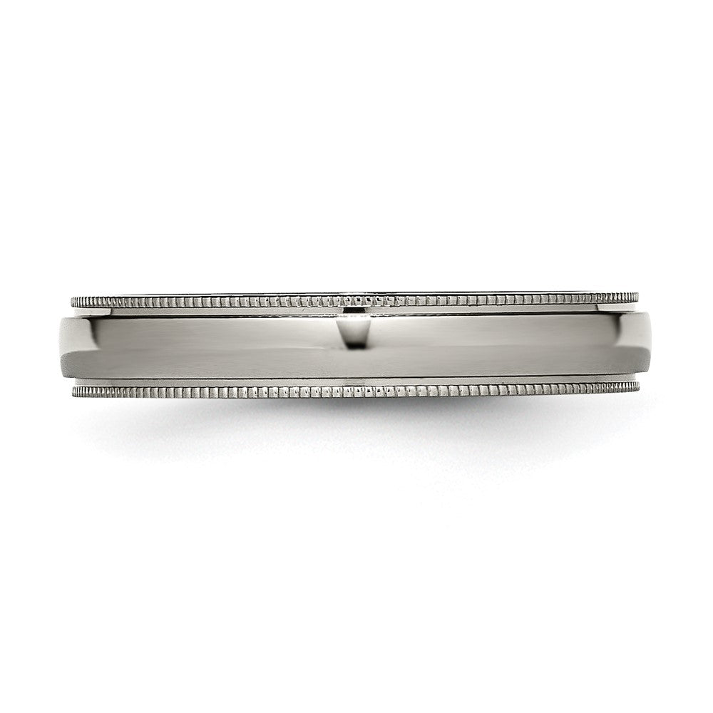 Titanium Polished 4mm Grooved and Beaded Edge Band