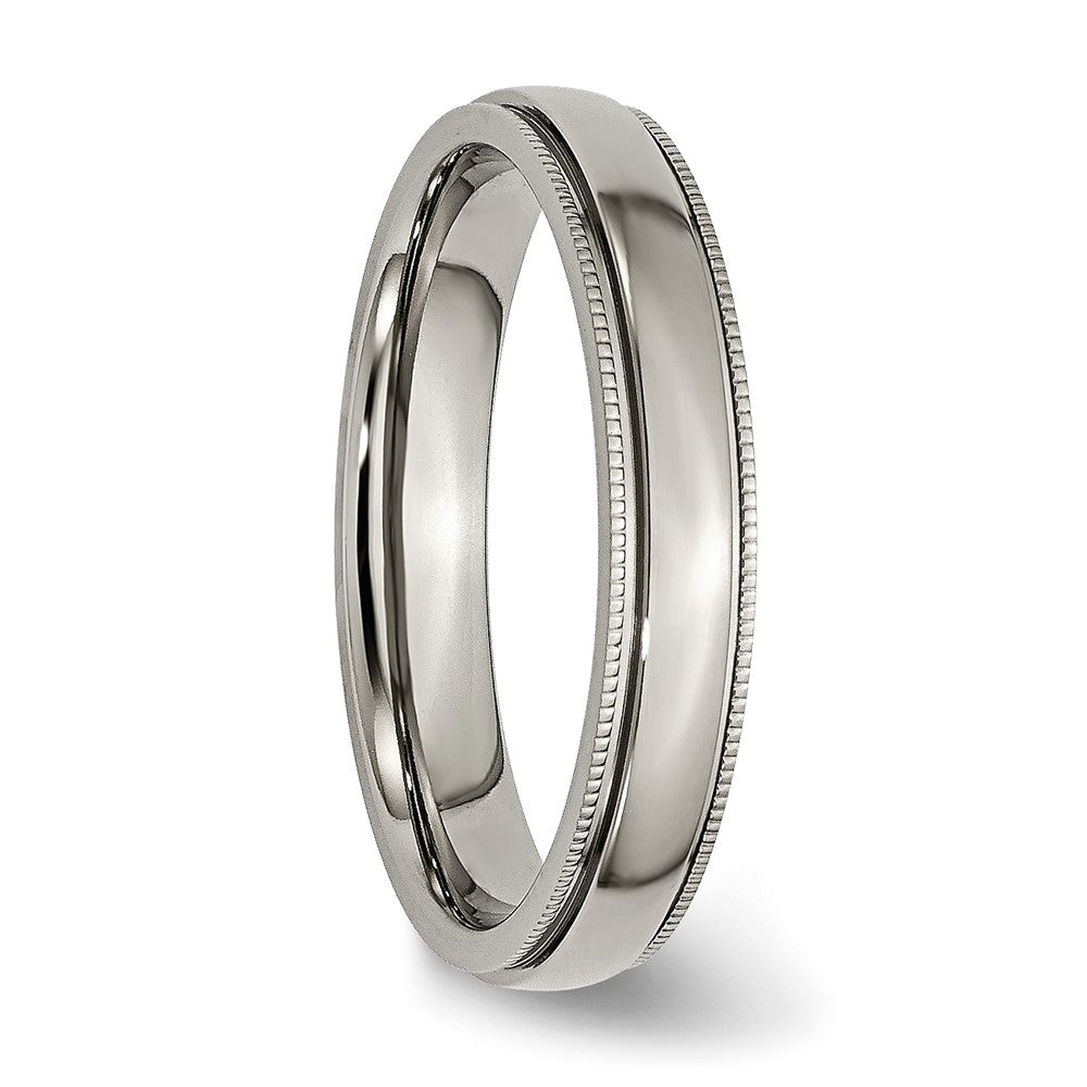 Titanium Polished 4mm Grooved and Beaded Edge Band