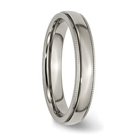 Titanium Polished 4mm Grooved and Beaded Edge Band