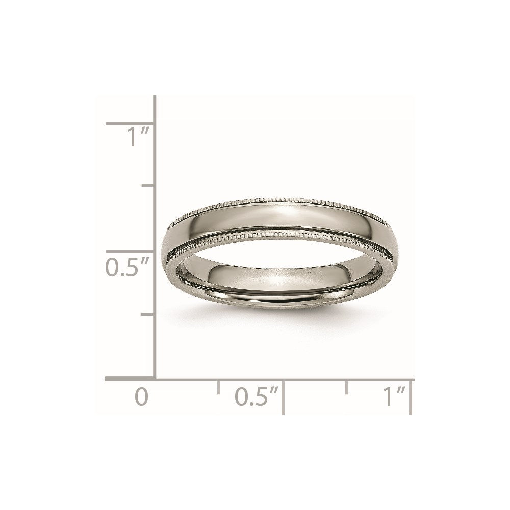 Titanium Polished 4mm Grooved and Beaded Edge Band