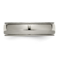 Titanium Polished 6mm Grooved and Beaded Edge Band