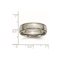 Titanium Polished 6mm Grooved and Beaded Edge Band