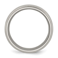 Titanium Polished 8mm Grooved and Beaded Edge Band