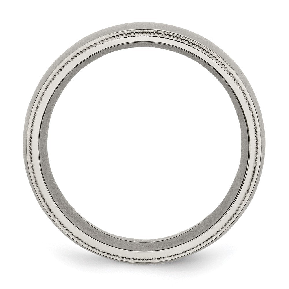 Titanium Polished 8mm Grooved and Beaded Edge Band