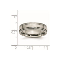 Titanium Polished 6mm Grooved and Beaded Edge Band